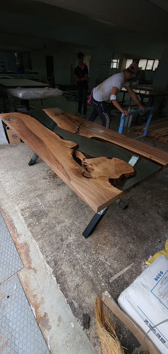 Handmade Epoxy Table, River Table, Live Edge Table, Custom 80” x 36” Walnut Blue Epoxy Table, Epoxy Dining Table, Order for Dodi