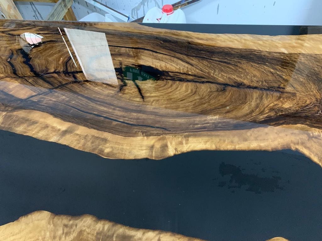 Walnut Dining Table, Custom 96” x 40” Unique Walnut Table, Black Epoxy River Table, River Dining Table, Custom Order for Cindy W