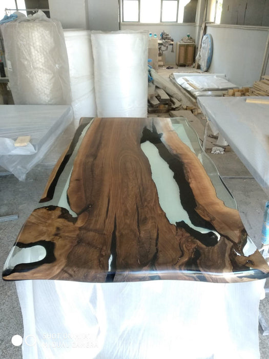 Epoxy Dining Table, Custom 72" x 42" Walnut Table, Ultra Clear Epoxy Table, River Table, Custom Order for Sandy