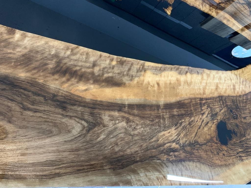 Walnut Dining Table, Custom 96” x 40” Unique Walnut Table, Black Epoxy River Table, River Dining Table, Custom Order for Cindy W
