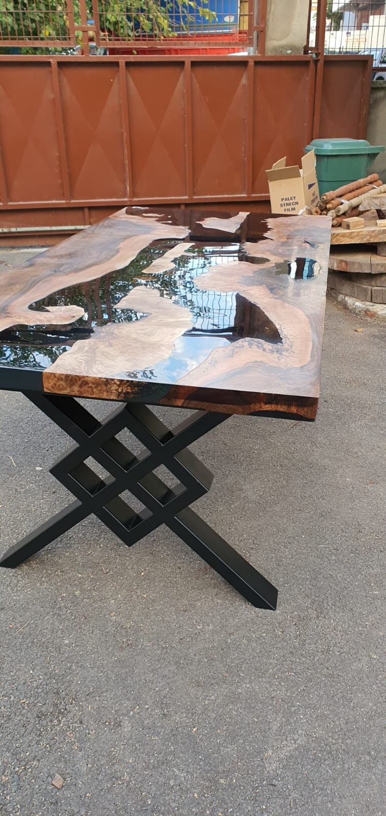 Walnut Dining Table, Custom 72" x 36" Walnut Black Epoxy River Table, River Table, Live Edge Table for Cassandra