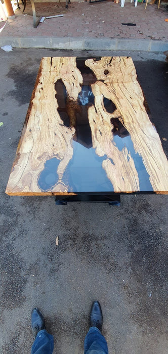 Olive Wood Table, Epoxy Dining Table, Epoxy Resin Table, Custom 60" x 36" Wood Table, Smokey Gray Epoxy Table, Custom Order for Meysa