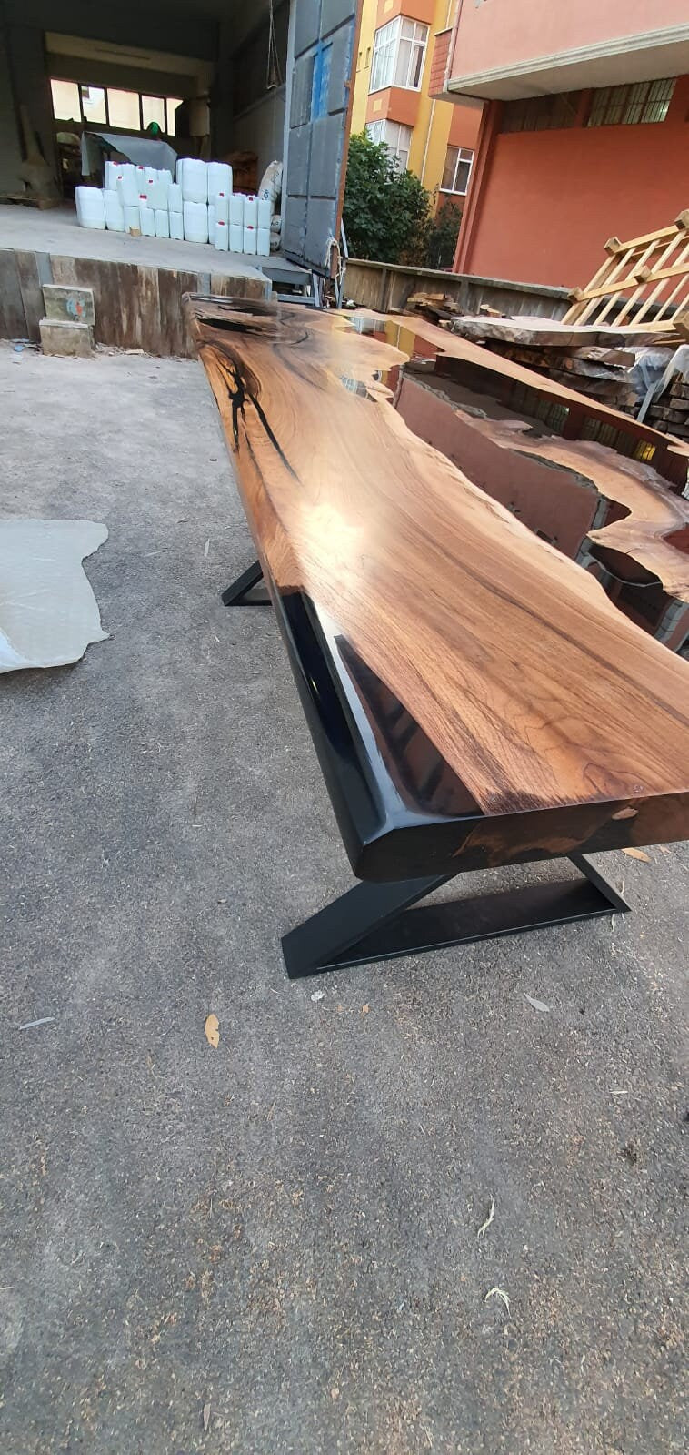 Walnut Dining Table, Custom 84” x 32” Walnut Black Table, Epoxy Dining Table, River Table, Live Edge Table, Custom Order for Ashley