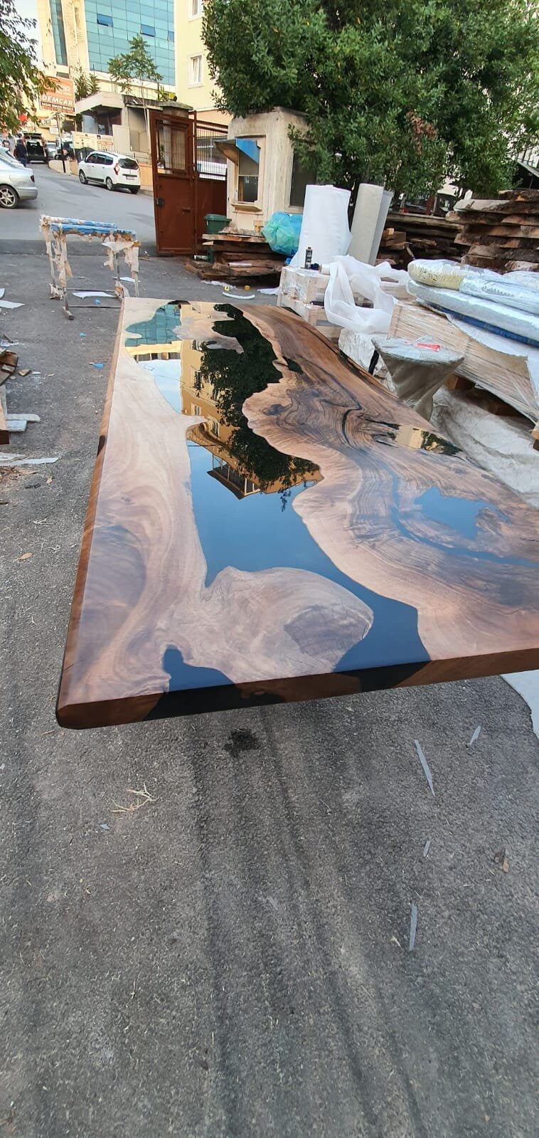 Walnut Dining Table, Custom 84” x 32” Walnut Black Table, Epoxy Dining Table, River Table, Live Edge Table, Custom Order for Ashley