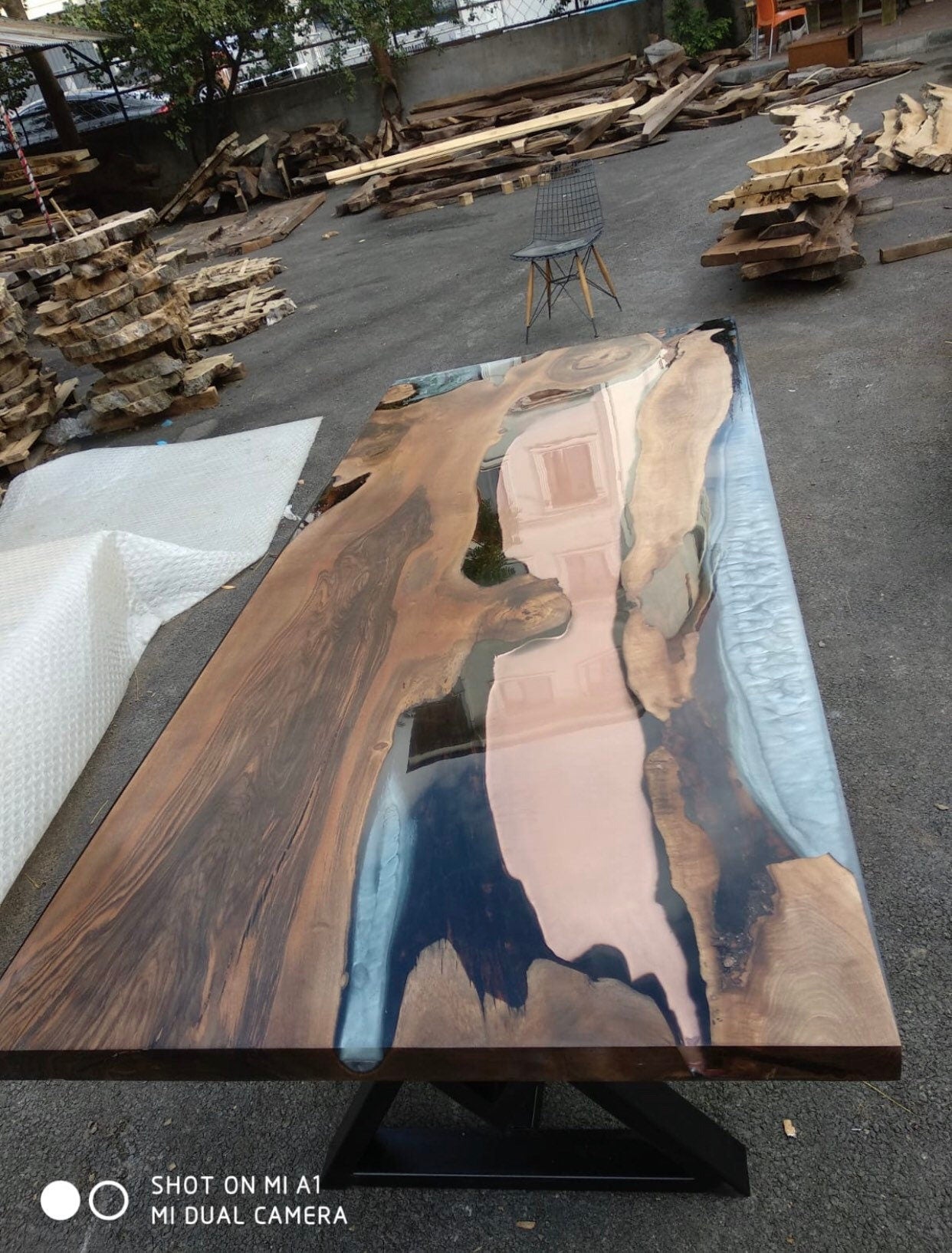 Live Edge Table, River Table, Custom 84” x 36” Walnut Gray Table and Copper Table, Epoxy Dining Table, Epoxy Resin Table, Custom for Katie