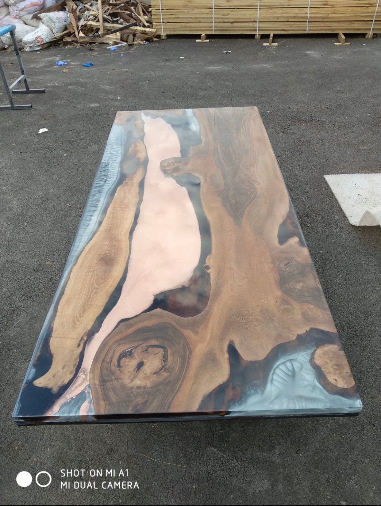 Live Edge Table, River Table, Custom 84” x 36” Walnut Gray Table and Copper Table, Epoxy Dining Table, Epoxy Resin Table, Custom for Katie