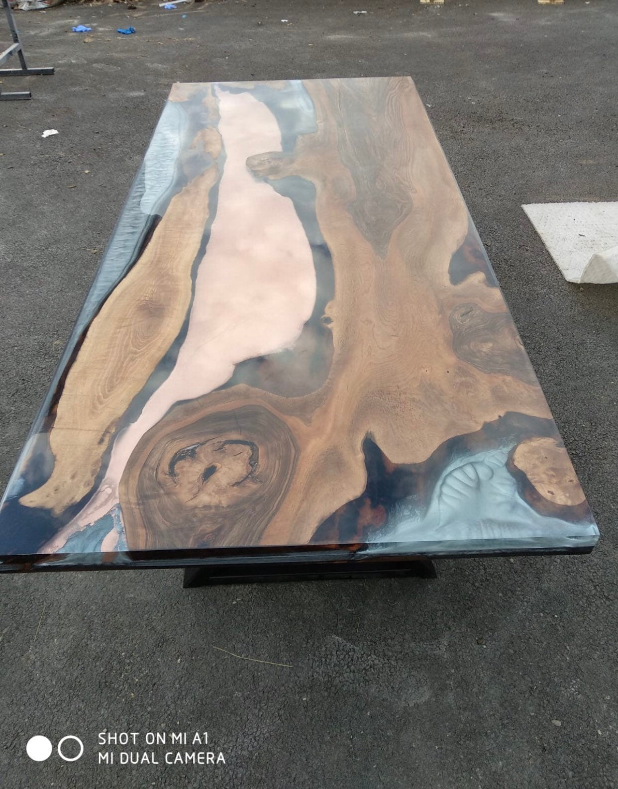 Live Edge Table, River Table, Custom 84” x 36” Walnut Gray Table and Copper Table, Epoxy Dining Table, Epoxy Resin Table, Custom for Katie