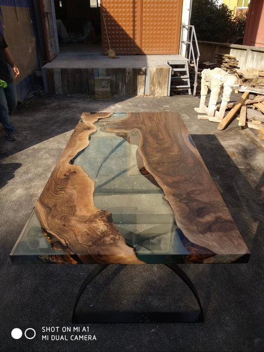 Live Edge Table, Custom 72" x 36" Epoxy Table, Clear Table, Walnut Dining Table, Ultra Clear Epoxy Table Order for Terrance