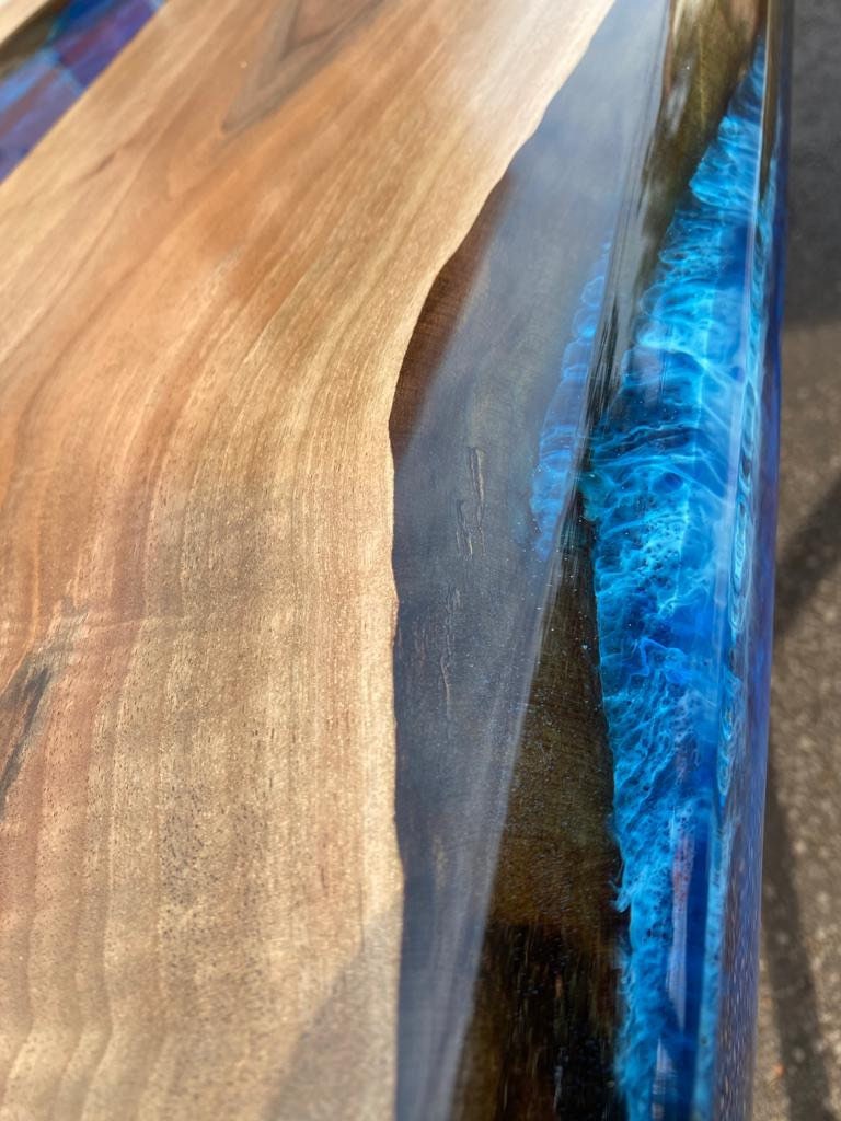 Live Edge Table, Blue Epoxy Table, Custom 72” x 30” Walnut Blue Table, Epoxy River Dining Table, Epoxy Resin Table, Custom Order for Cheryl
