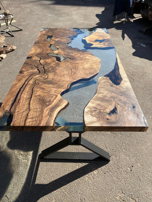 Custom Epoxy Resin Table, Custom 72” x 36” Walnut Table, Clear Epoxy Table, River Table, Live Edge Table, Custom Order for Bruce