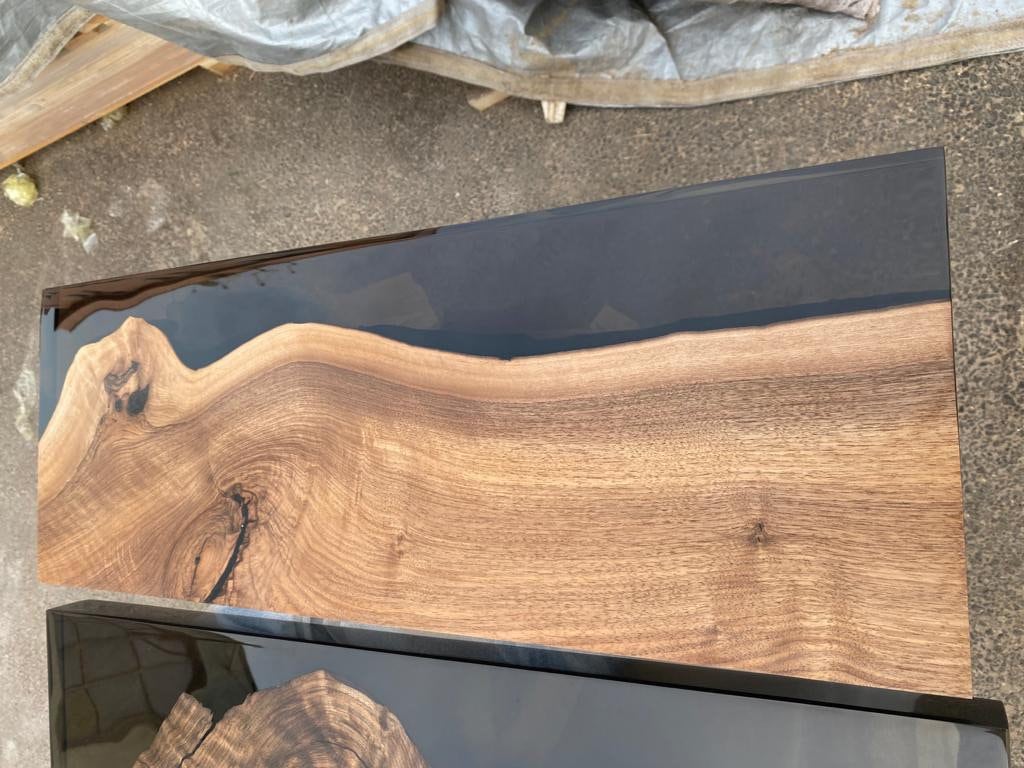 Walnut Epoxy Shelf, Custom 28” x 10” Walnut Black Shelf, Epoxy Kitchen Shelf, Custom Order for Jesse