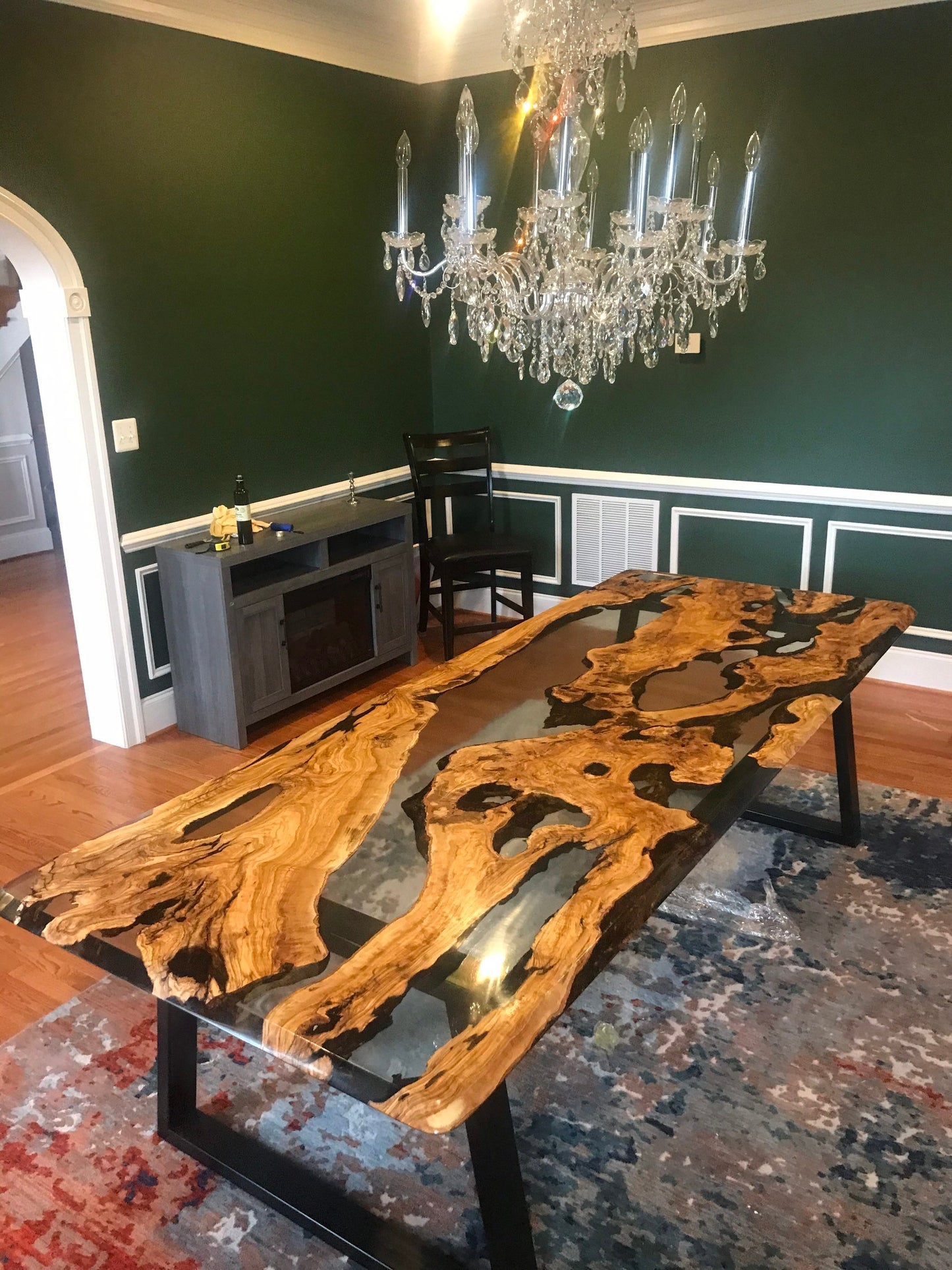 Olive Wood Epoxy Table, Custom 108” x 42” Olive Wood Table, Clear Epoxy Dining Table, River Table, Handmade Table, Custom Order for Michelle