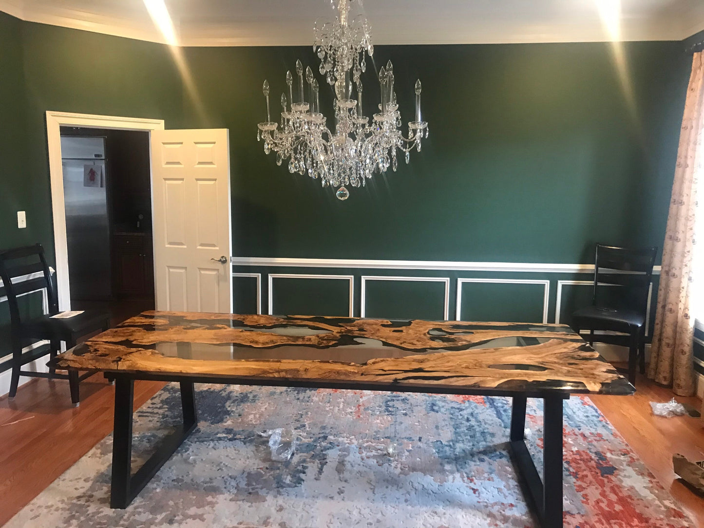 Olive Wood Epoxy Table, Custom 108” x 42” Olive Wood Table, Clear Epoxy Dining Table, River Table, Handmade Table, Custom Order for Michelle