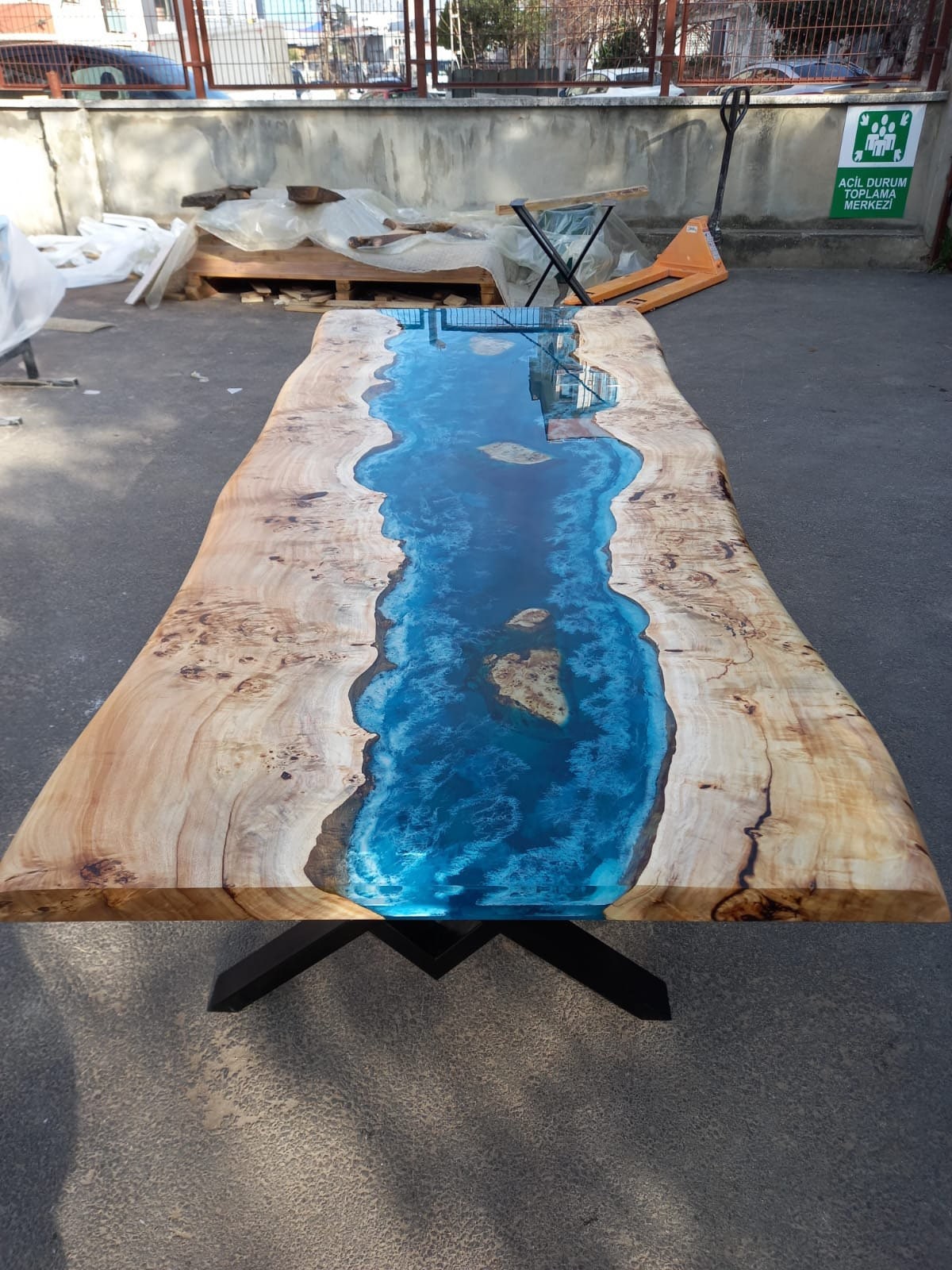 Handmade Epoxy Table, Custom 96” x 42” Poplar Wood Blue, Turquoise and White Waves Table, Epoxy River Dining Table, Order for Carolyn U