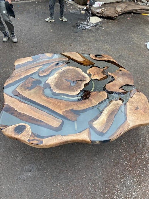 Round Dining Table, Custom 60” Diameter Round Walnut Table, Clear Epoxy Table, Epoxy Resin Table, Custom Order for Brenne
