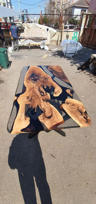 Live Edge Table, Epoxy Table, Epoxy Dining Table, Walnut Epoxy River Table, Custom 76” x 44” River Table, Custom Order for Justine E