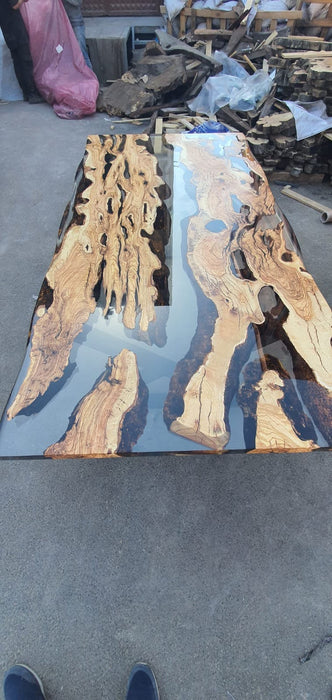 Olive Wood Epoxy Table, Olive Wood Table, Custom 76” x 38” Olive Smokey Gray Table, Epoxy Resin Table, Custom Order for Kevin He