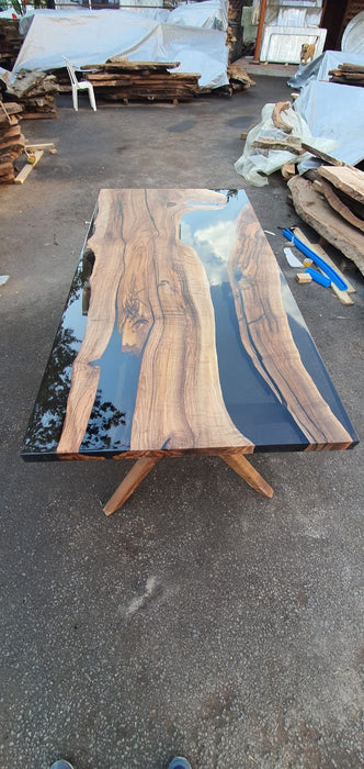 Walnut Dining Table, Custom 80” x 40” Walnut Smoke Gray Table, Epoxy River Table, Epoxy Dining Table, River Table, Custom Order for Diana