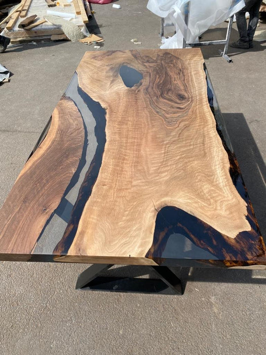 Handmade Epoxy Table, Walnut Dining Table, Live Edge Table, Epoxy Resin Table, Custom 70” x 35” Table, River Table, Custom Order for Tina