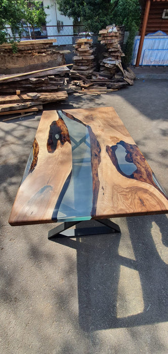 Handmade Epoxy Table, Custom 72” x 42” Walnut Table, Clear Epoxy Table, River Table, Live Edge Table, Custom Order for Mark V