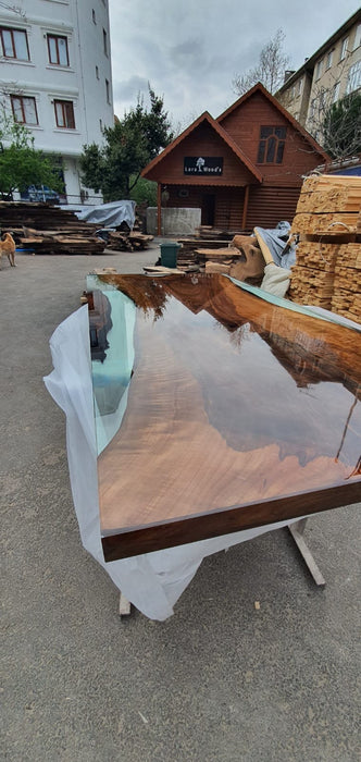 Custom Epoxy Table, Live Edge Table, Custom 78” x 40” Walnut Shiny Table, Clear Epoxy Dining Table, Wooden Table, Custom Order for Rumana