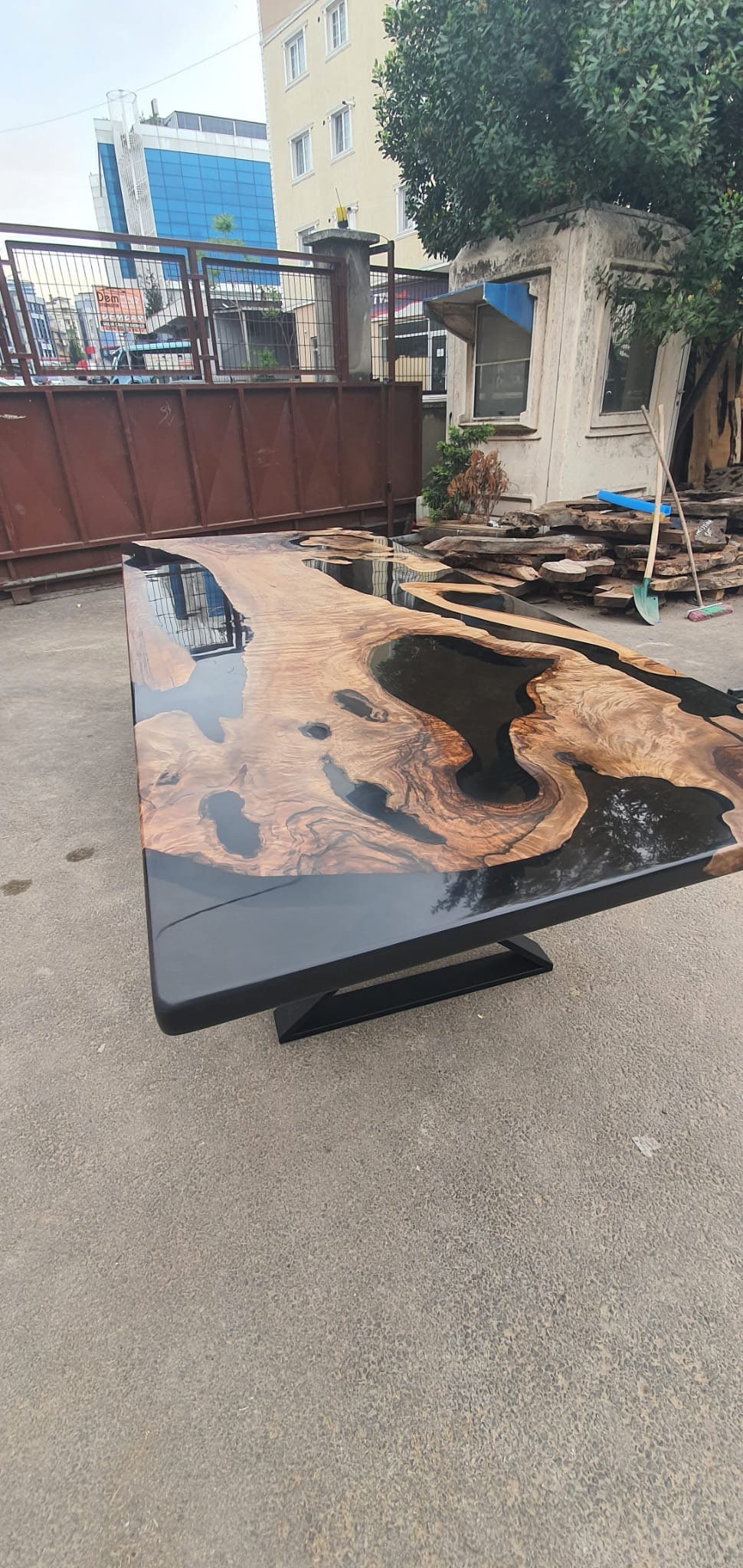 Epoxy Resin River Table, Custom 98” x 42” Walnut Black Table, Epoxy River Dining Table. Handmade Epoxy Table, Custom Order for Irina