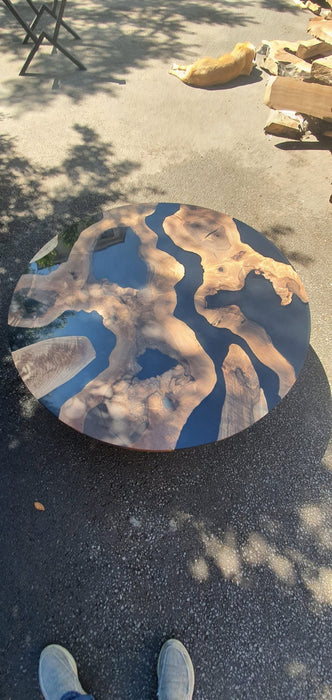 Epoxy Coffee Table, Epoxy Resin Table, Live Edge Table, Custom 48” Diameter Round Walnut Table, Epoxy Table, Custom Order for Michele