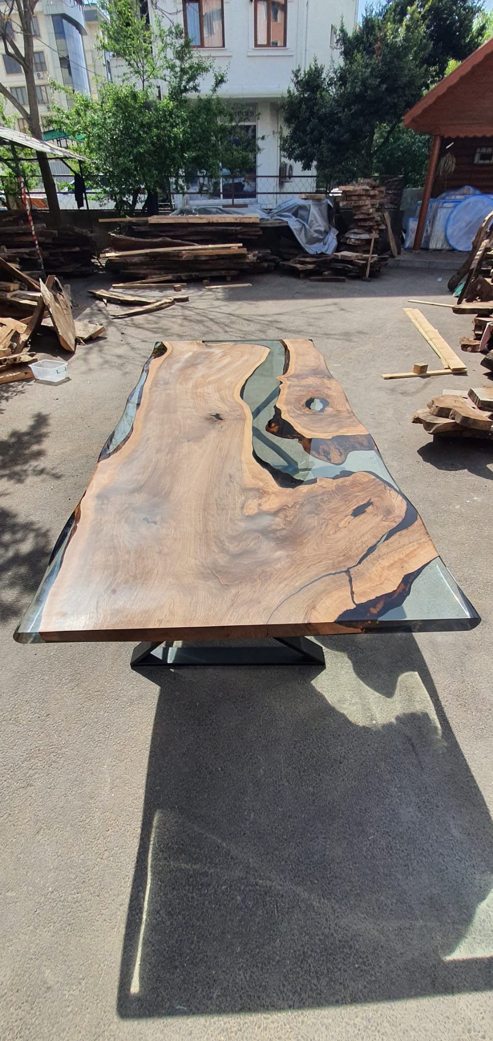 Handmade Epoxy Table, Epoxy Resin Table, Custom 96” x 43” Walnut Table, Clear Epoxy Table, River Dining Table, Custom Order for Dawn