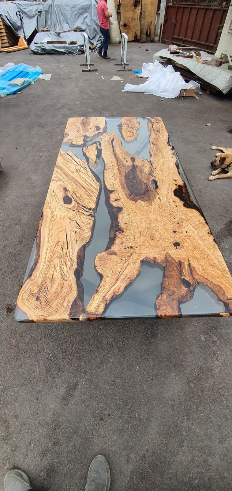 Olive Wood Epoxy Table, Custom 84” x 40” Olive Wood Table, Clear Epoxy Table, Epoxy Dining Table, Custom Order for Rayanne