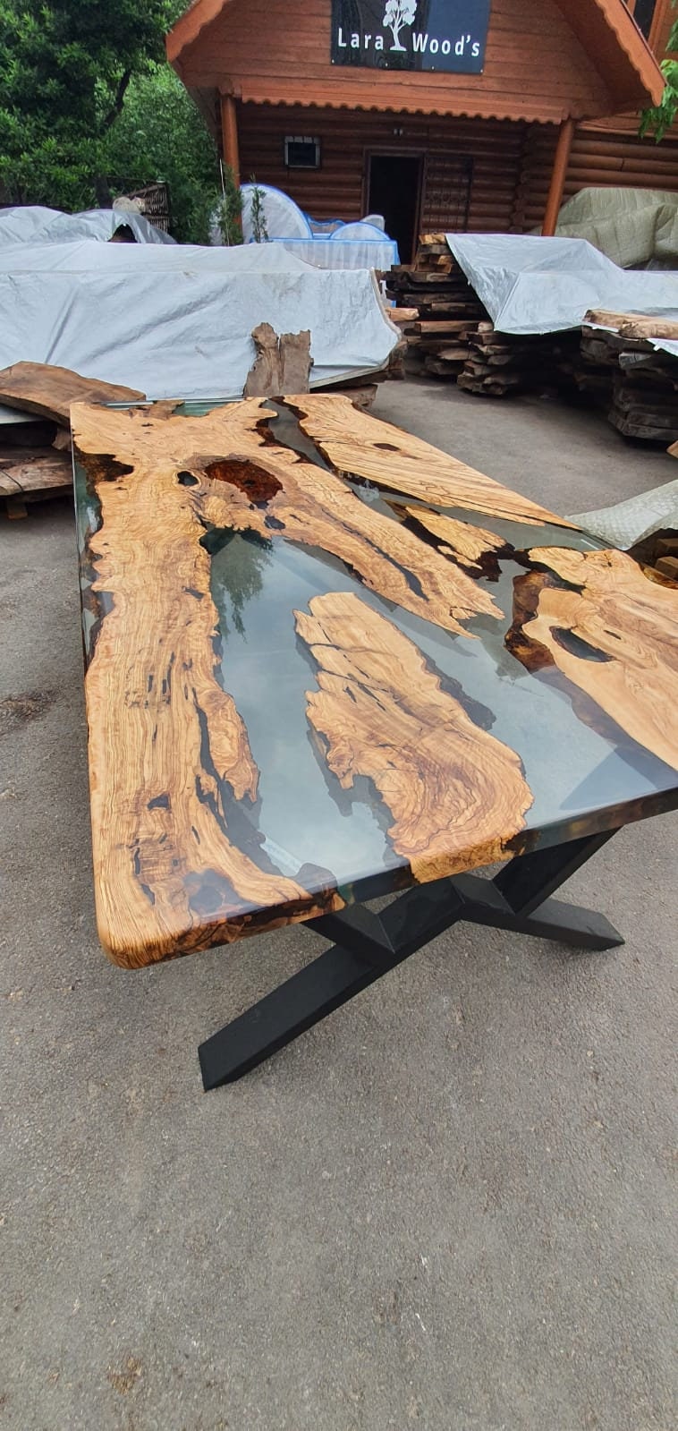 Olive Wood Epoxy Table, Custom 84” x 40” Olive Wood Table, Clear Epoxy Table, Epoxy Dining Table, Custom Order for Rayanne