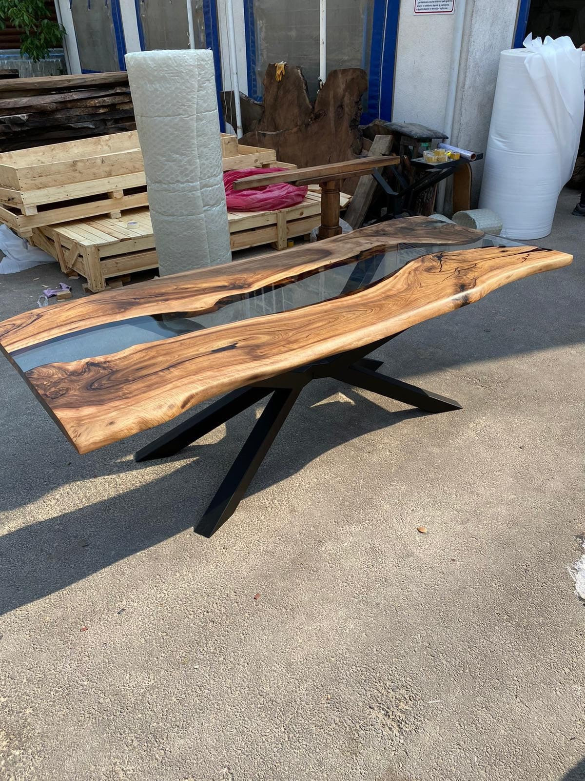 Walnut Dining Table, Epoxy Dining Table, Made to Order Custom 96” x 40”, Walnut Clear Epoxy, River Table, Live Edge Dining Table Ebru3