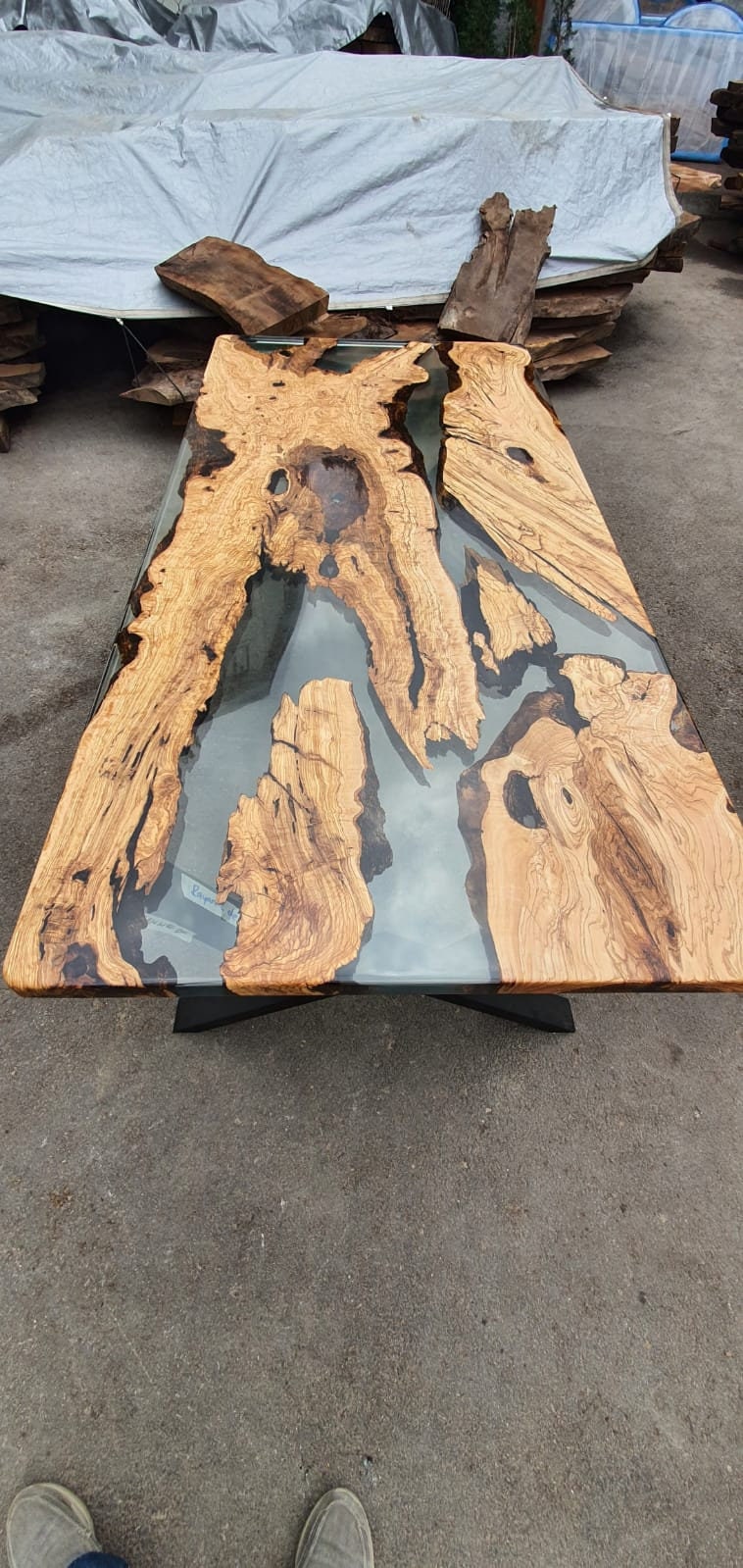 Olive Wood Epoxy Table, Custom 84” x 40” Olive Wood Table, Clear Epoxy Table, Epoxy Dining Table, Custom Order for Rayanne