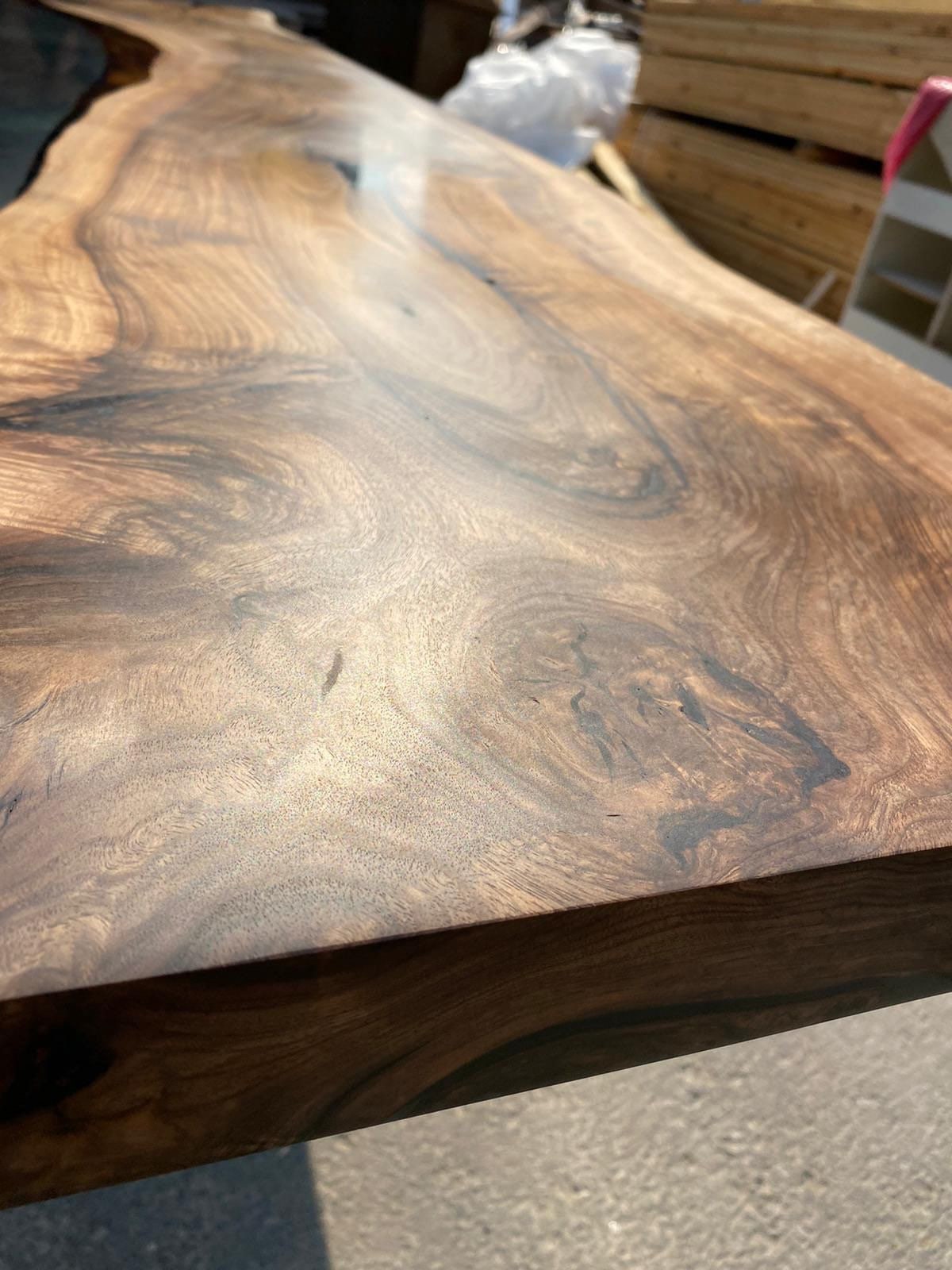 Walnut Dining Table, Epoxy Dining Table, Made to Order Custom 96” x 40”, Walnut Clear Epoxy, River Table, Live Edge Dining Table Ebru3