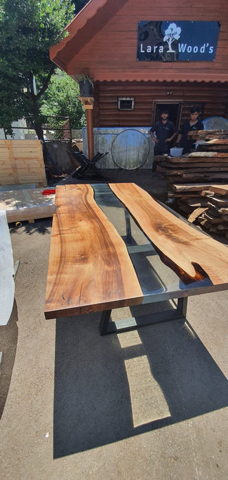 Walnut Dining Table, Custom 84” x 42” Clear Epoxy Table, Wooden Table, River Table, Live Edge Table, Custom Order for Julia K