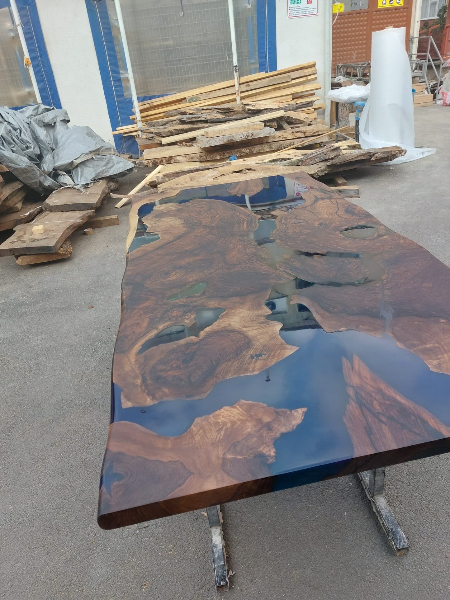 Epoxy Resin River Table, Walnut Epoxy Table, River Table, Handmade Epoxy Table, Custom 84” x 40” Blue Table, Epoxy Resin Table, for Heather