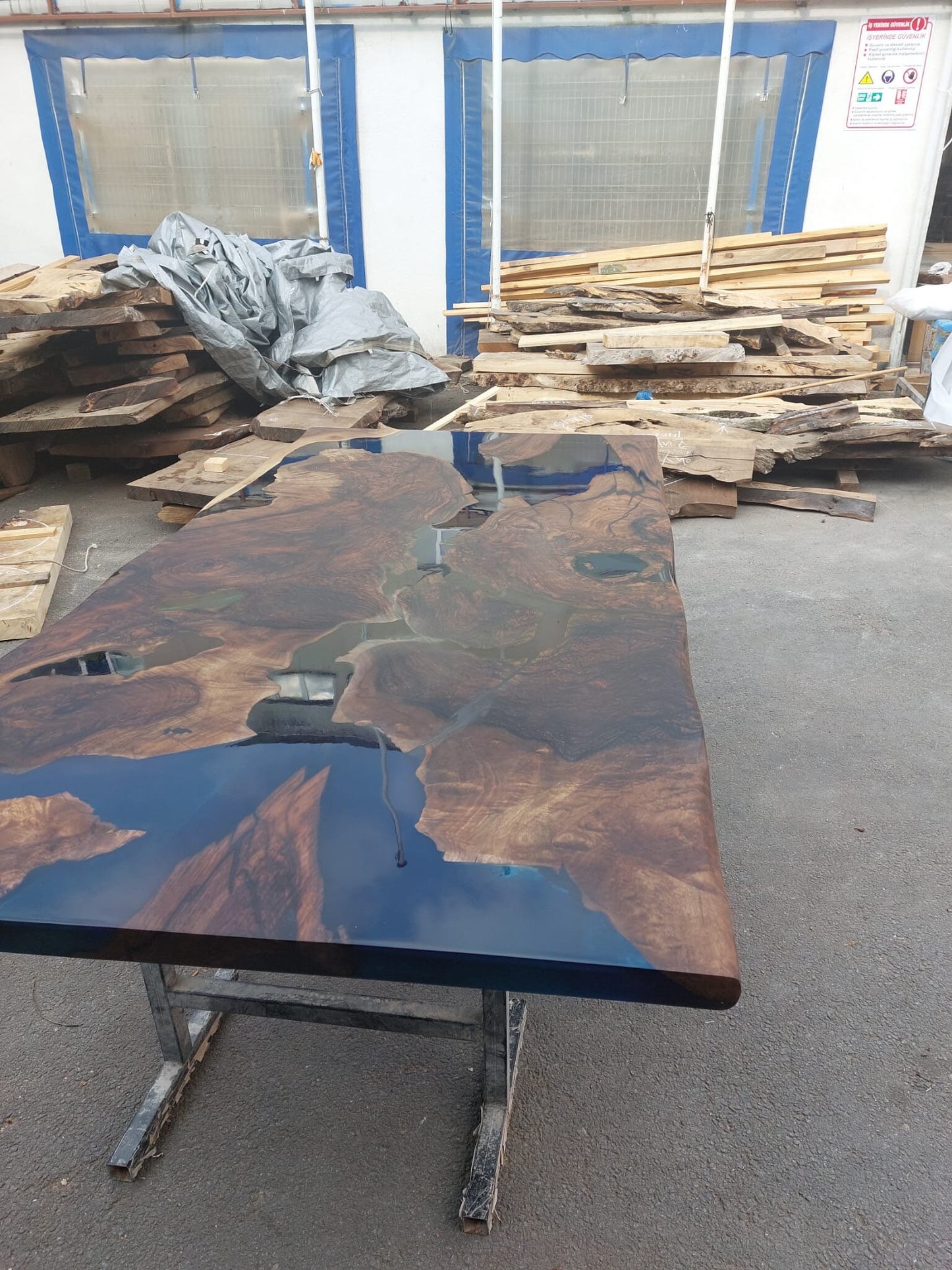 Epoxy Resin River Table, Walnut Epoxy Table, River Table, Handmade Epoxy Table, Custom 84” x 40” Blue Table, Epoxy Resin Table, for Heather