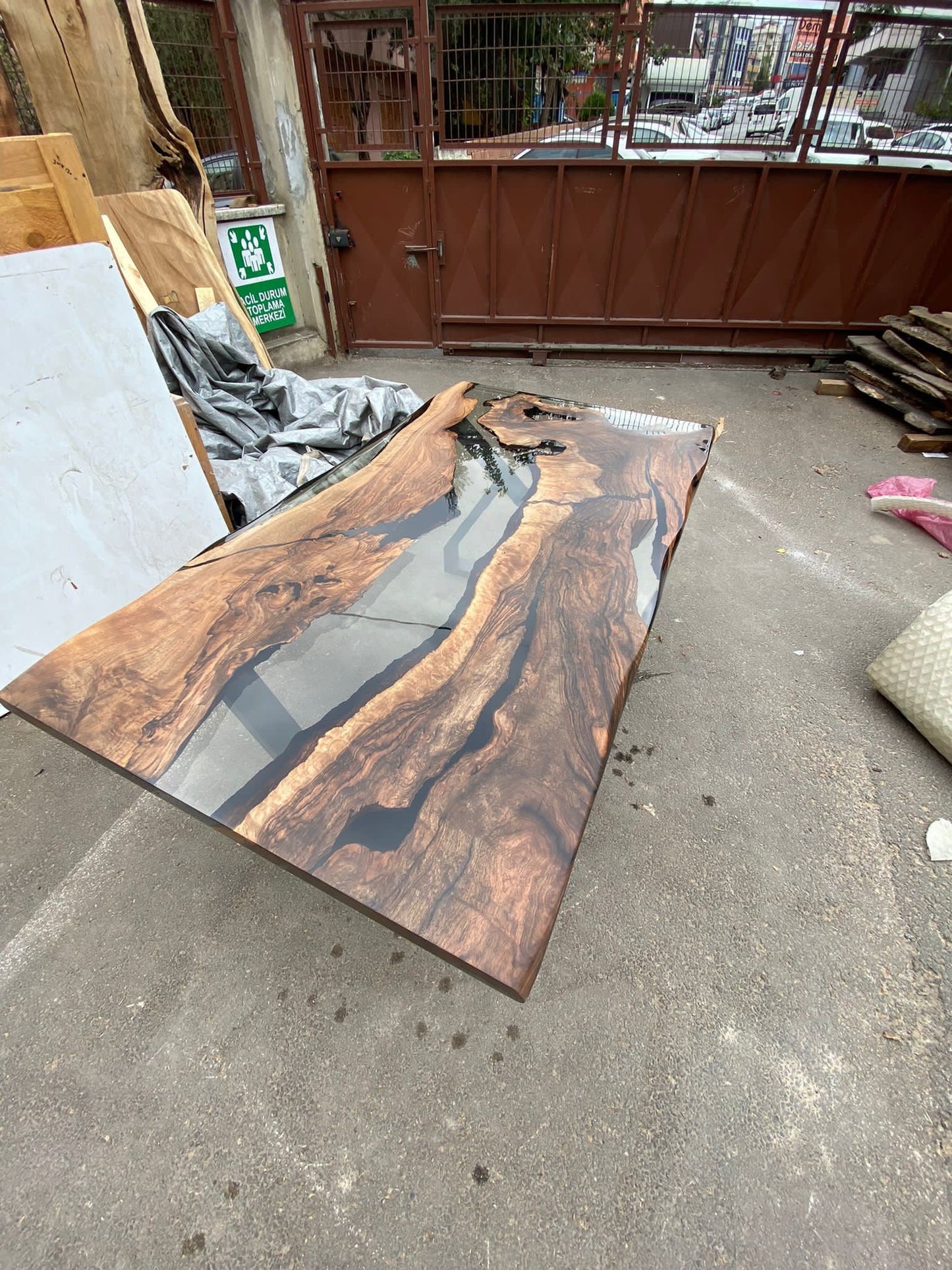 Live Edge Table, River Table, Clear Epoxy Table, Custom 72” x 40" Walnut Smokey Gray Table, Epoxy River Table, Custom Order for Oluchi