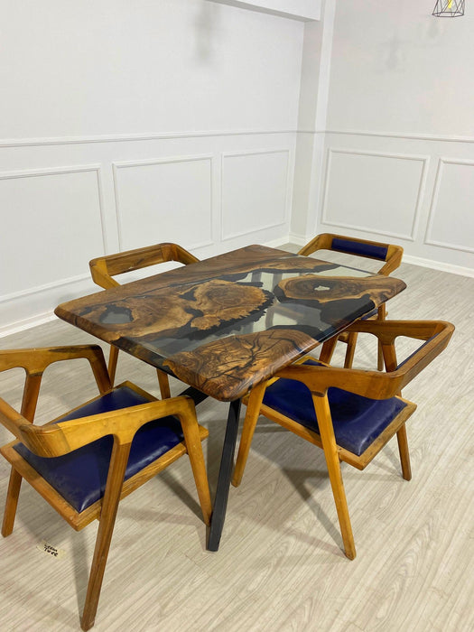 Handmade Epoxy Table, Walnut Dining Table, Live Edge Table, Epoxy Resin Table, Custom 50” x 36” Table, Clear Epoxy Table Order for Leon