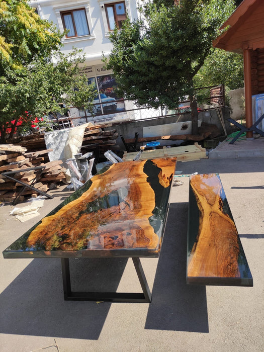 Walnut Dining Table, Custom 108” x 48” Walnut Black Epoxy Table, Epoxy Dining Table, Live Edge Table, Custom Order for Courtney