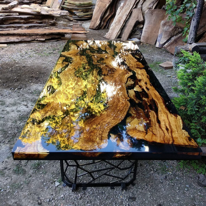 Olive Wood Epoxy Table, Olive Wood Table, Epoxy Dining Table, Epoxy Resin Table, Live Edge Table, Made to Order Custom Table