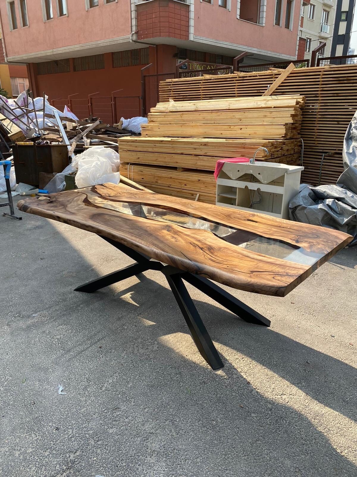 Walnut Dining Table, Epoxy Dining Table, Made to Order Custom 96” x 40”, Walnut Clear Epoxy, River Table, Live Edge Dining Table Ebru3