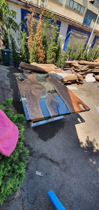 Epoxy Resin River Table, Custom 72" x 51" Walnut Table, Clear Epoxy Table, River Table, Handmade Epoxy Table, Custom Order for Dana
