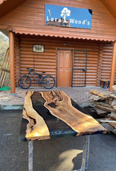 Live Edge Table, River Table, Custom 84” x 36” Walnut Smoke Gray Table, Epoxy River Table, Handmade Epoxy Table, Custom Order for Sarah K