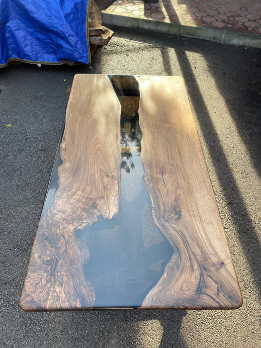 Live Edge Table, Custom 72” x 36” Walnut Transparent Black Table, Epoxy River Table, Wooden Table, Custom Order for Holy