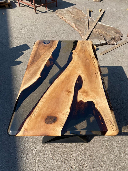 Epoxy Table, Walnut Epoxy Dining Table, Epoxy Resin Table, Custom 60” x 36” Walnut Smokey Gray Table, Epoxy River Table, Order for Chris A