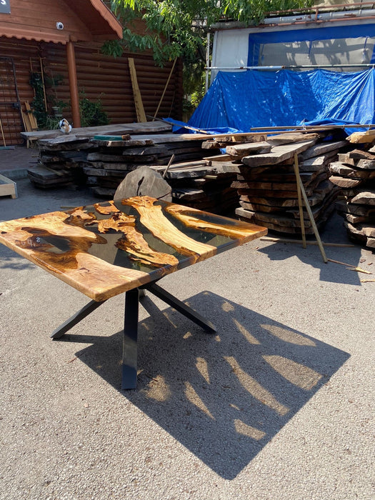 Olive Wood Epoxy Table, Olive Wood Table, Custom 48” x 48” Olive Smokey Gray Table, Epoxy Resin Table, Custom Order for Marc G