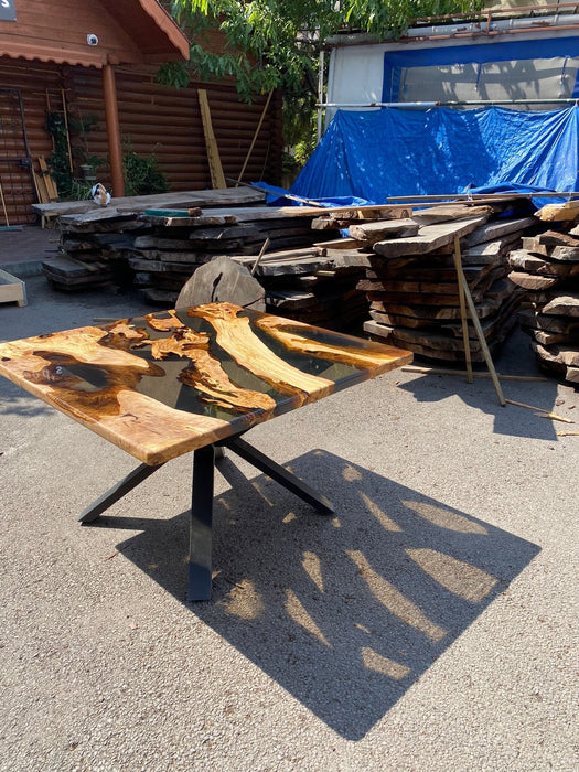 Olive Wood Epoxy Table, Olive Wood Table, Custom 48” x 48” Olive Smokey Gray Table, Epoxy Resin Table, Custom Order for Marc G