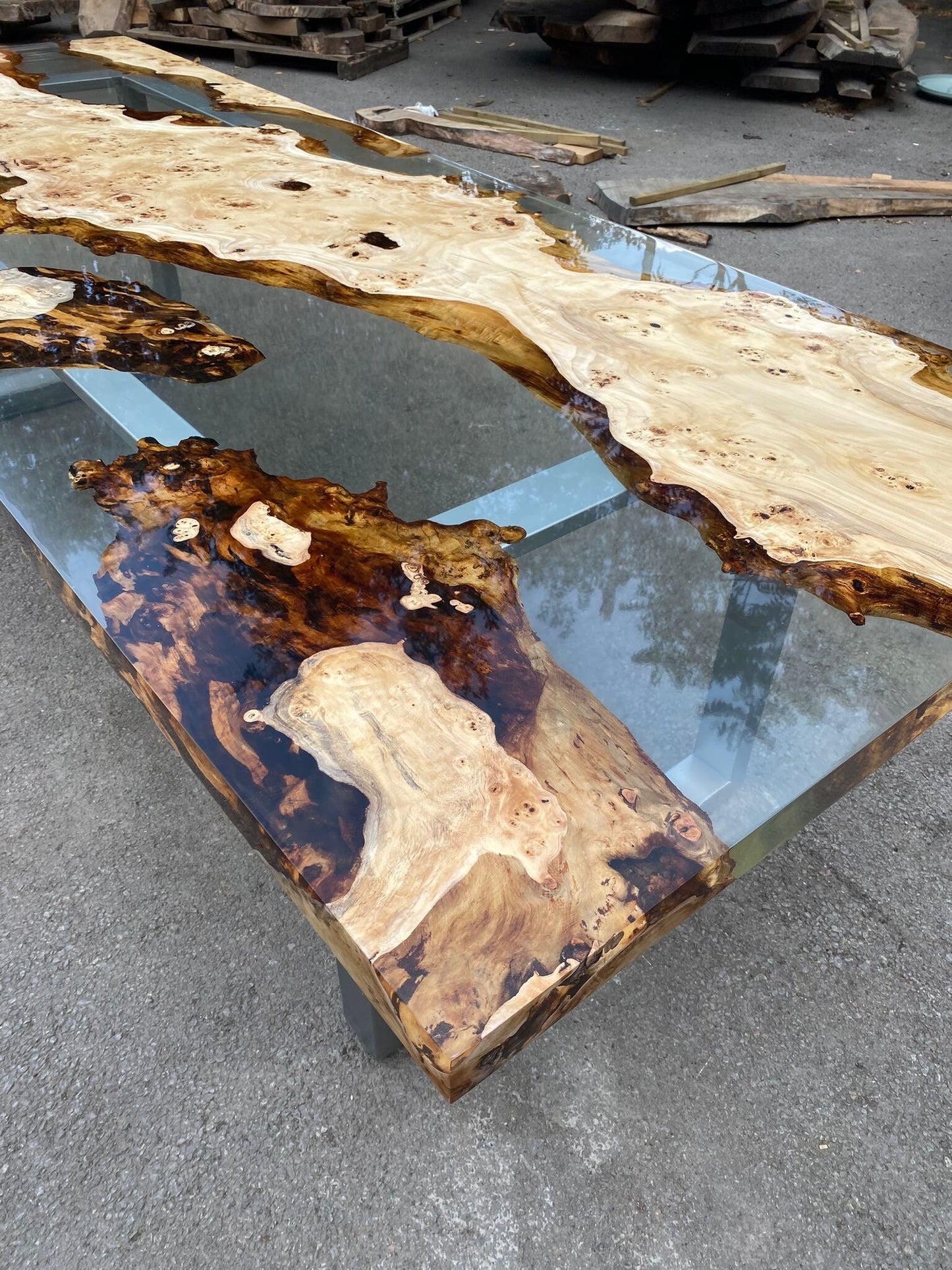 Handmade Epoxy Table, Custom 108” x 40” Poplar Wood Table, Clear Epoxy Live Edge River Table, Custom Order for Afherman1
