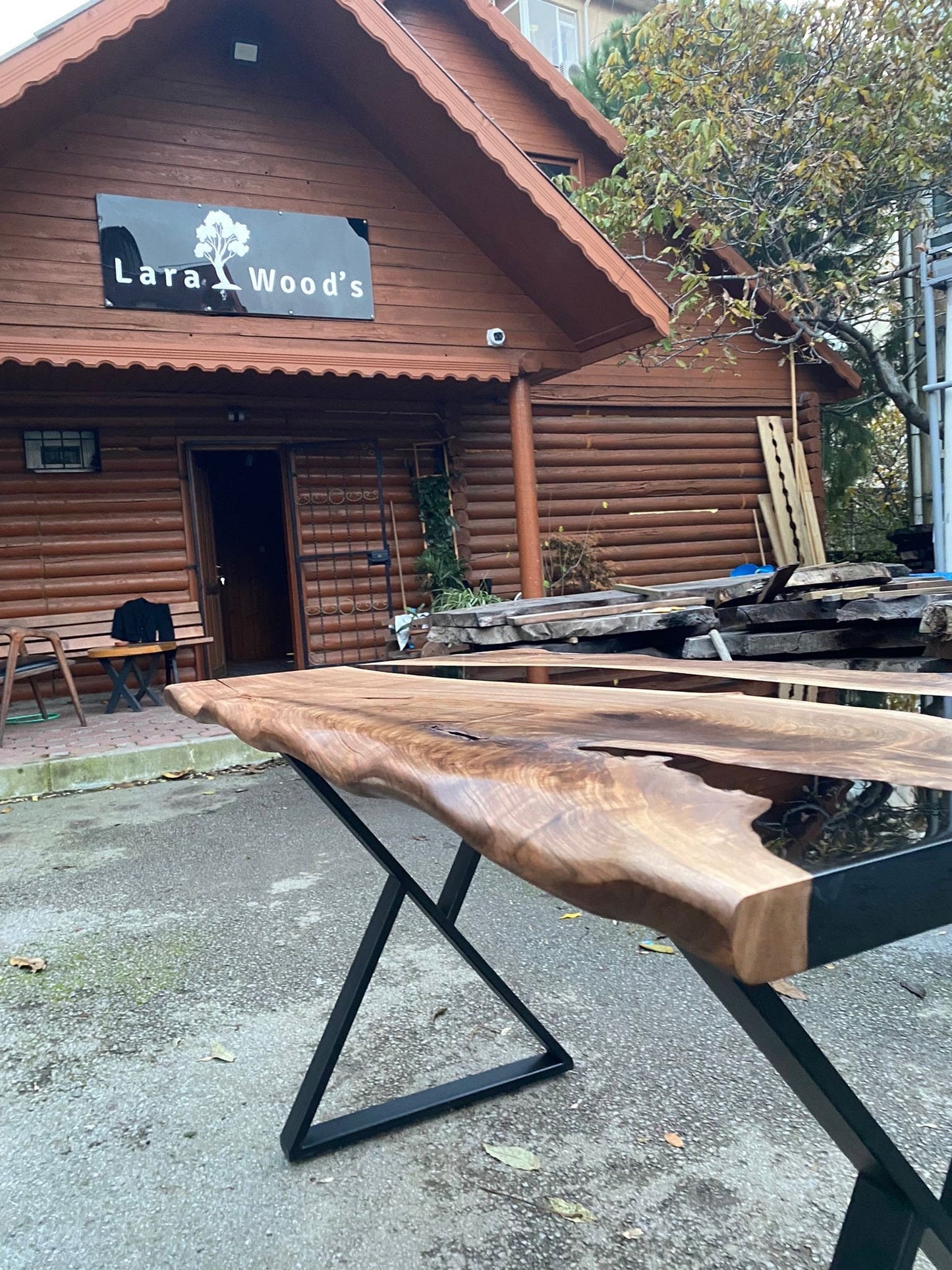Walnut Dining Table, Custom 60” x 30” Walnut Smokey Gray Table, Epoxy Table, Live Edge Table, Epoxy Resin Table, Custom Order for Summer L