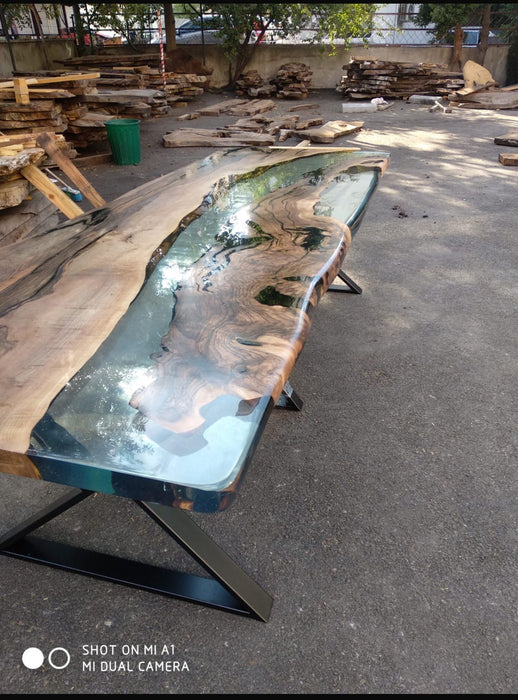 Round Epoxy Table, Custom 60” Round Walnut Epoxy Table, Epoxy Dining Table, Live Edge Table, Order for Esther